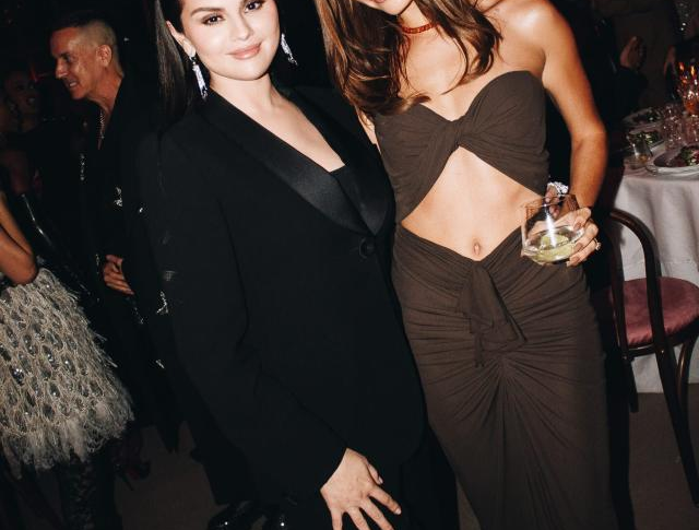 Hailey Bieber posed with Selena Gomez