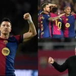 Robert Lewandowski continued his staggering form with a brace as Barcelona whipped Sevilla to restore their three-point La Liga lead.