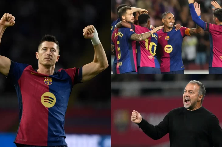 Robert Lewandowski continued his staggering form with a brace as Barcelona whipped Sevilla to restore their three-point La Liga lead.